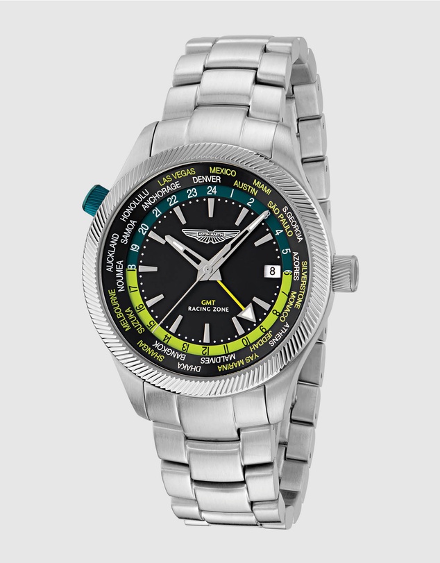 Aston Martin - GRZ Black Stainless Steel Bracelet Watch and Podium Green Silicone Strap Box Set