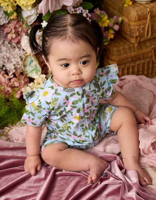 Fleur Harris - 'Heirloom Treasures' Precious Shorty Frill Coverall in Soft Teal