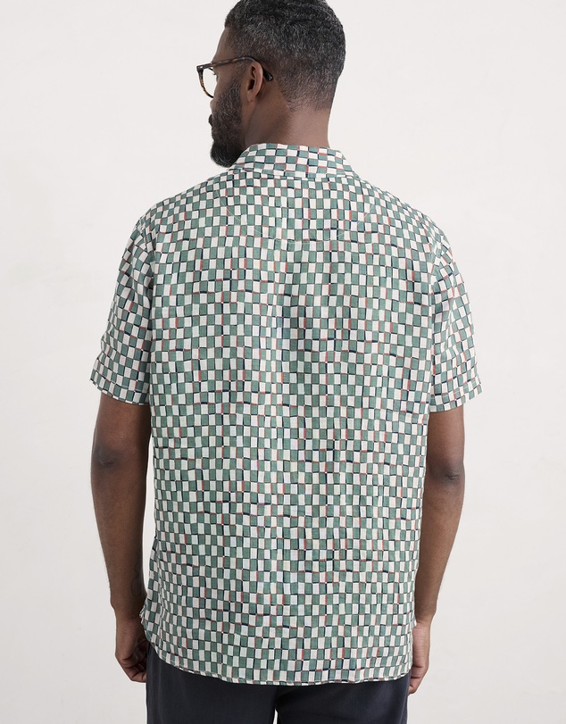 Seasalt - Seasalt Cornwall Green Blue Heron Short Sleeve Shirt