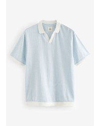 NEXT - Cuban Collar Textured Short Sleeve Polo Shirt