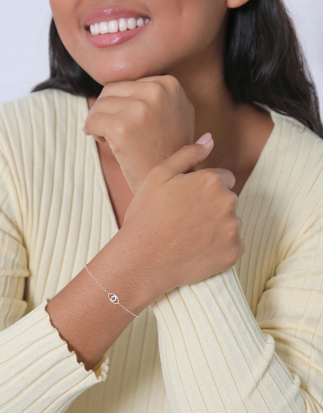 Elli Jewelry - Blue Crystal Evil Eye Bracelet in 925 Silver