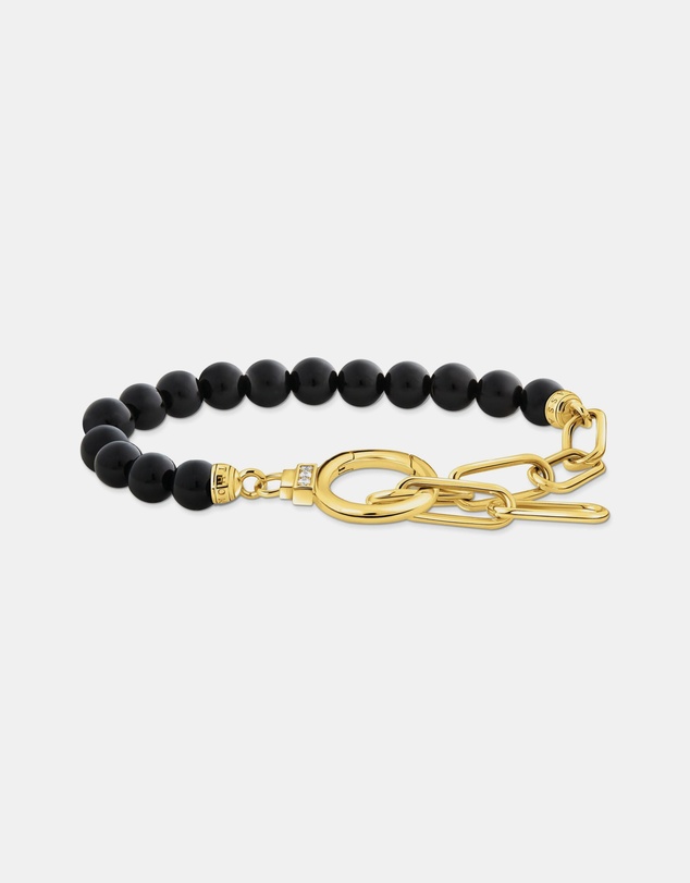 THOMAS SABO - Gold Bracelet with Onyx Beads and White Zirconia
