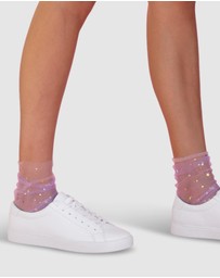 High Heel Jungle - Twin Star Star and Moon Socks- 2 PACK LILAC/PEACH