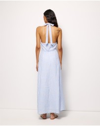 AERE - Nolana Gingham Halter Maxi Dress