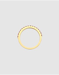 Elli Jewelry - Ring Band Memoire with Crystals Pink in 925 Sterling Silver Gold Plated