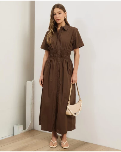 Atmos&Here - April Cotton Poplin Midi Shirt Dress