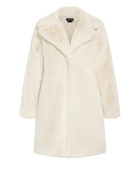 City Chic - Plus size Remi Faux Fur Coat - cream