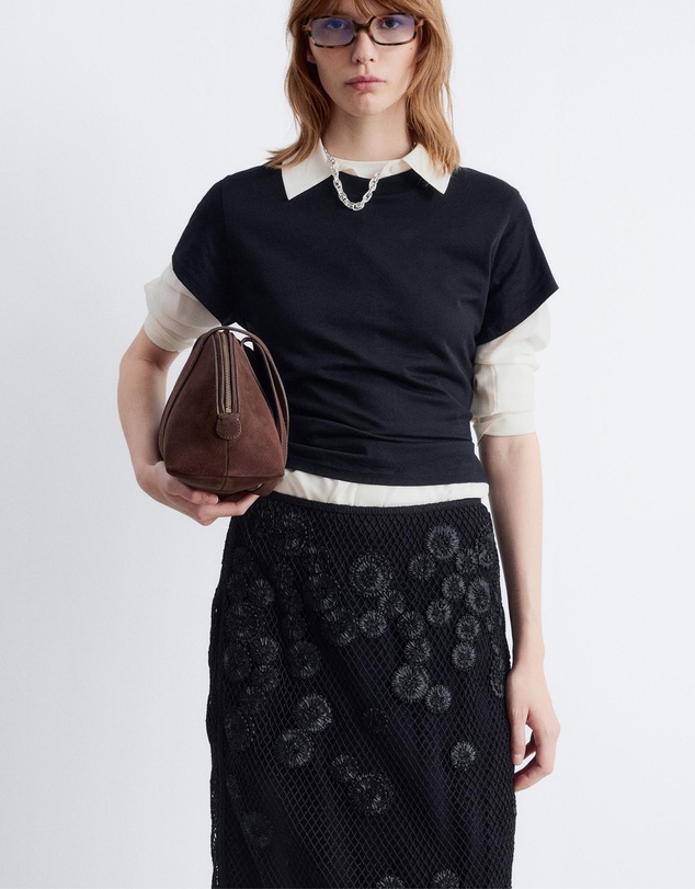& Other Stories - Floral-Appliqué Mesh Midi Skirt