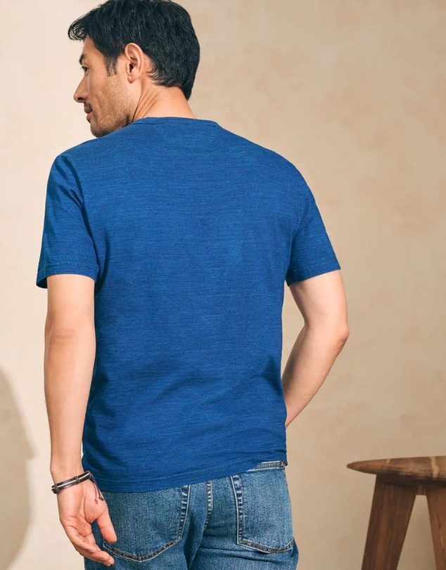 Faherty - Ss Indigo Organic Cotton Pocket Tee