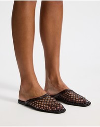 AERE - Woven Leather Slip on Mule