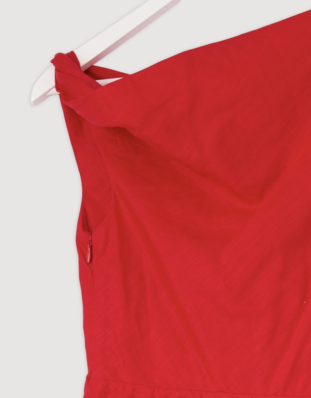 Revibe - Repaired AERE Fia Linen Draped Off Shoulder Maxi Dress - AU 10