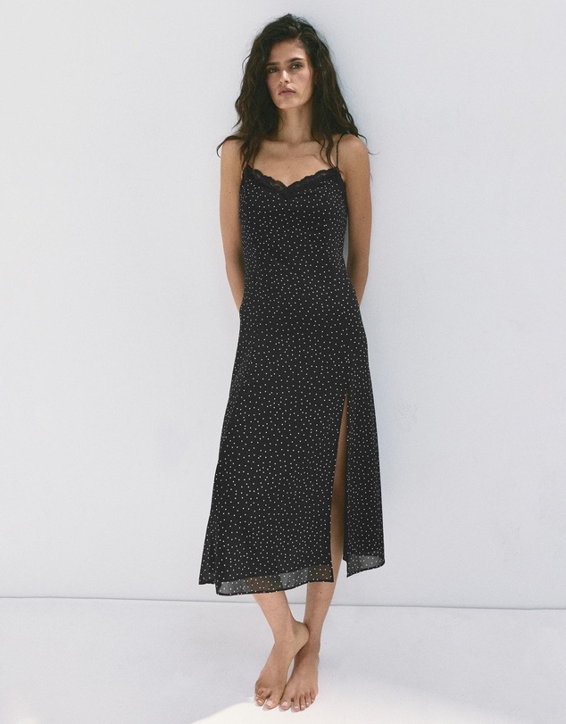 M.N.G - Polka Dot Dress with Lace Trim