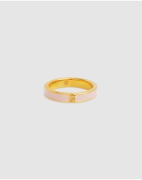 By Charlotte - Born to Bloom Enamel Ring - Rose Quartz