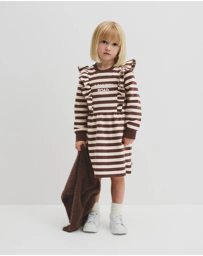 Country Road - Organically Grown Cotton Stripe Ruffle Sweat Dress