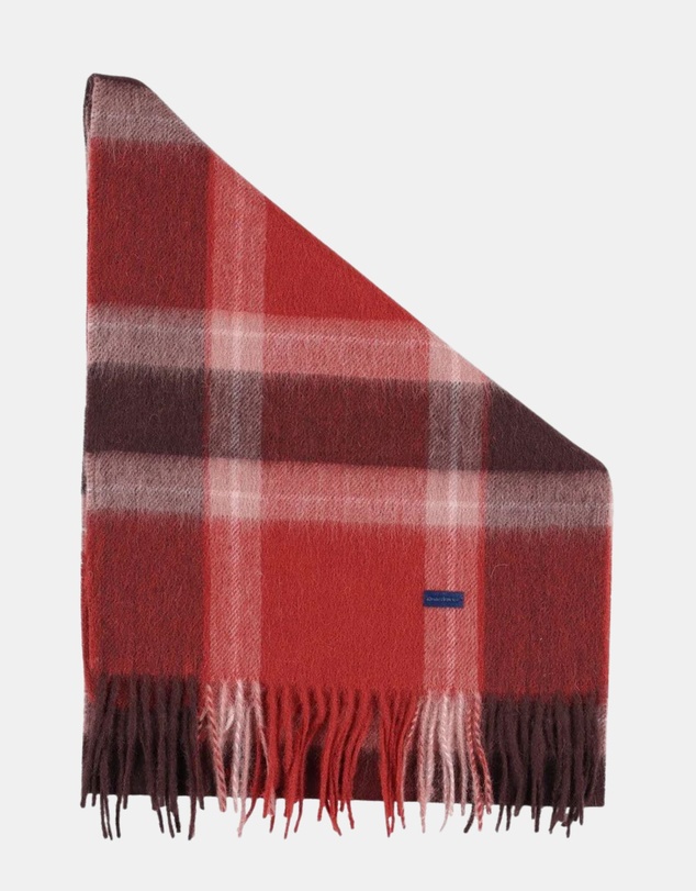 Henry Bucks - HENRY BUCKS Merino Wool Check Scarf RED MULTI