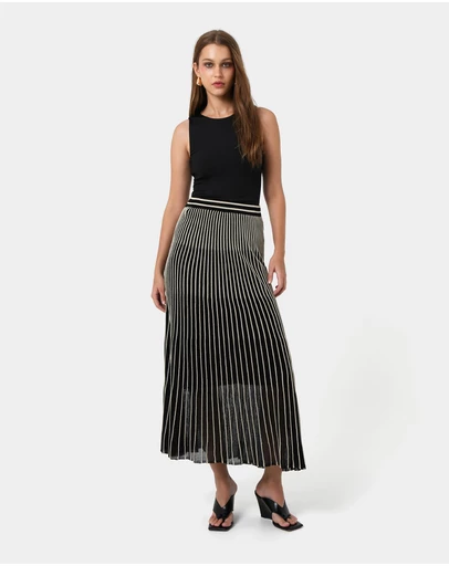 Forcast - Lucy Pleat Knit Midi Skirt