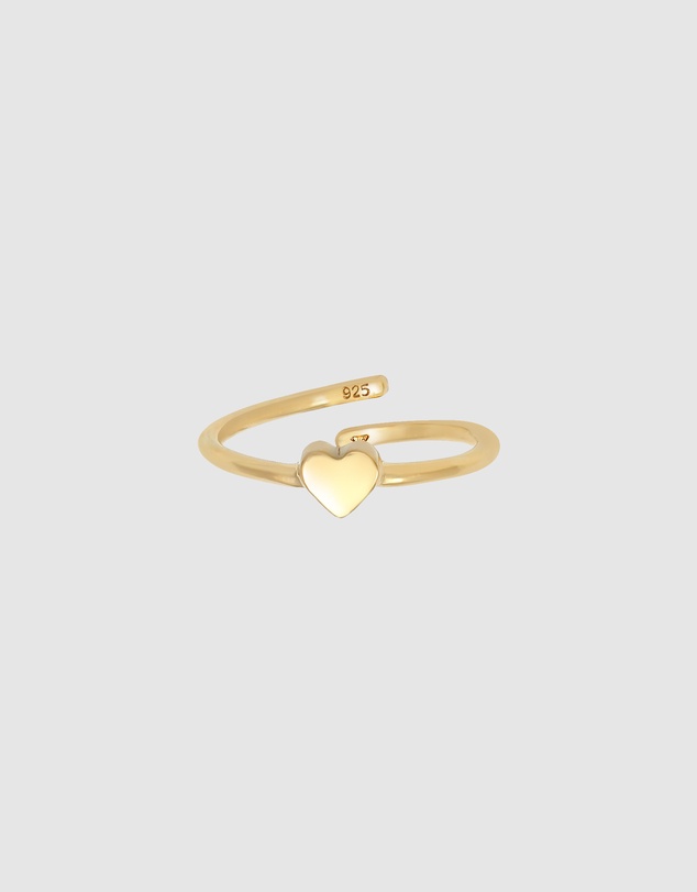 Elli Jewelry - Heart Kids Ring in Gold-Plated 925 Silver