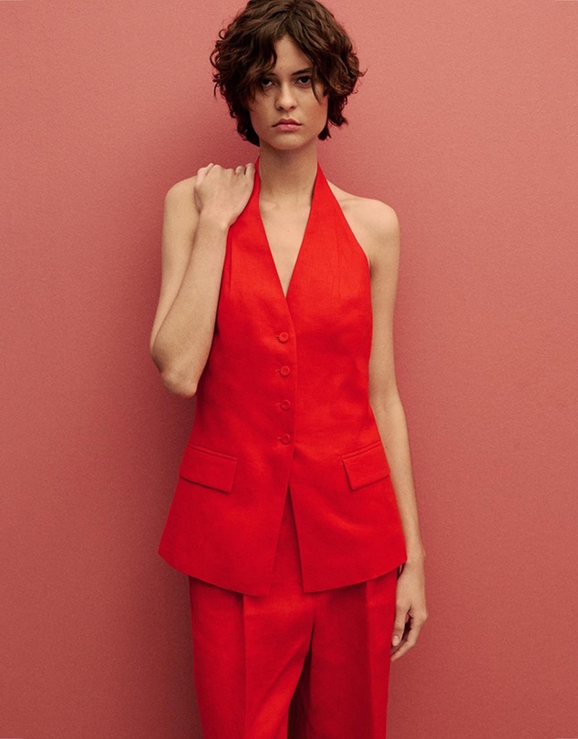 M.N.G - Limona Linen Halter-Neck Waistcoat