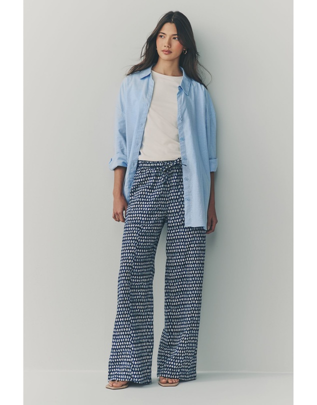 NEXT - Wide Leg Pull-On Linen Blend Trousers
