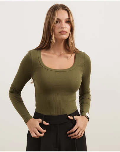 Atmos&Here - Organic Cotton Rib Scoop Neck Top