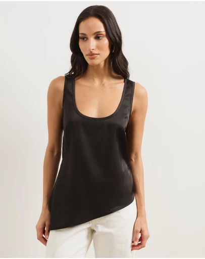 Atmos&Here - Bronte Satin Asymmetrical Scoop Tank Top