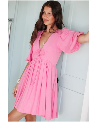 Petal & Pup - Emiko Scallop Mini Dress - Pink