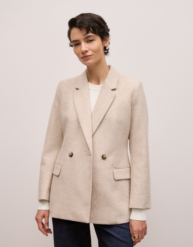 Trenery - Italian Wool Blend Flecked Blazer in Oat Marle