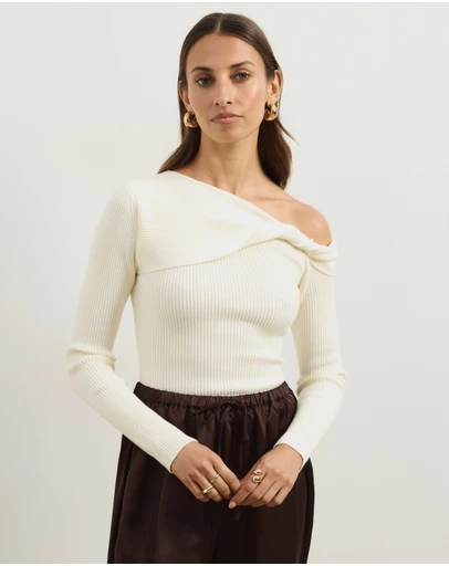 Atmos&Here - Alora Long Sleeve Knit Top With Twist Detail