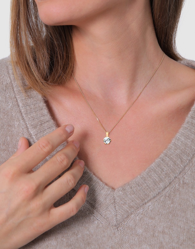 Elli Jewelry - Necklace Crystal 925 Sterling Silver Gold-Plated