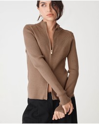Forcast - Blake Ribbed Zip Cardigan