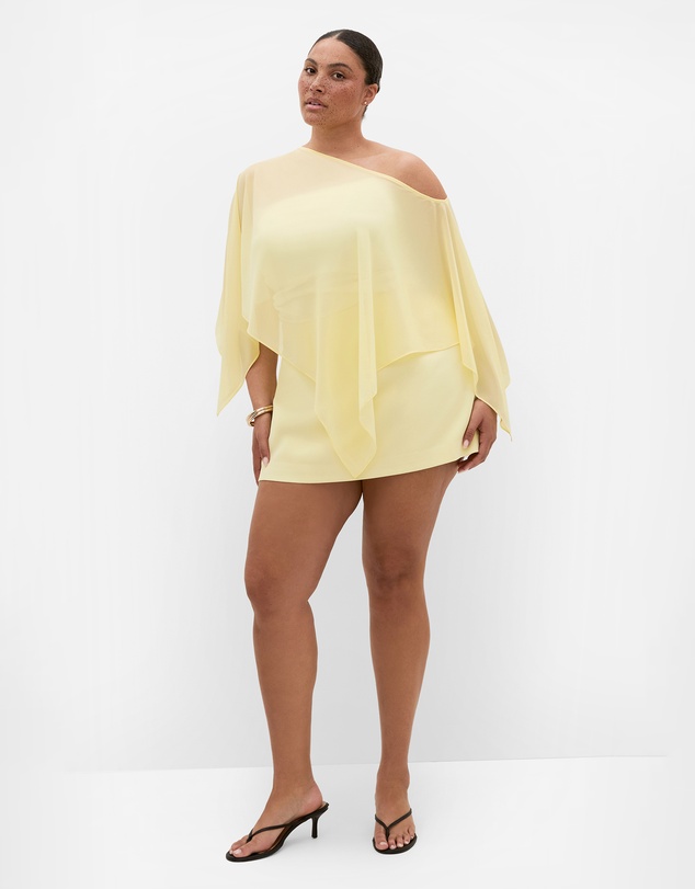City Chic - Plus size Sheer Chiffon Poncho - lemon sorbet