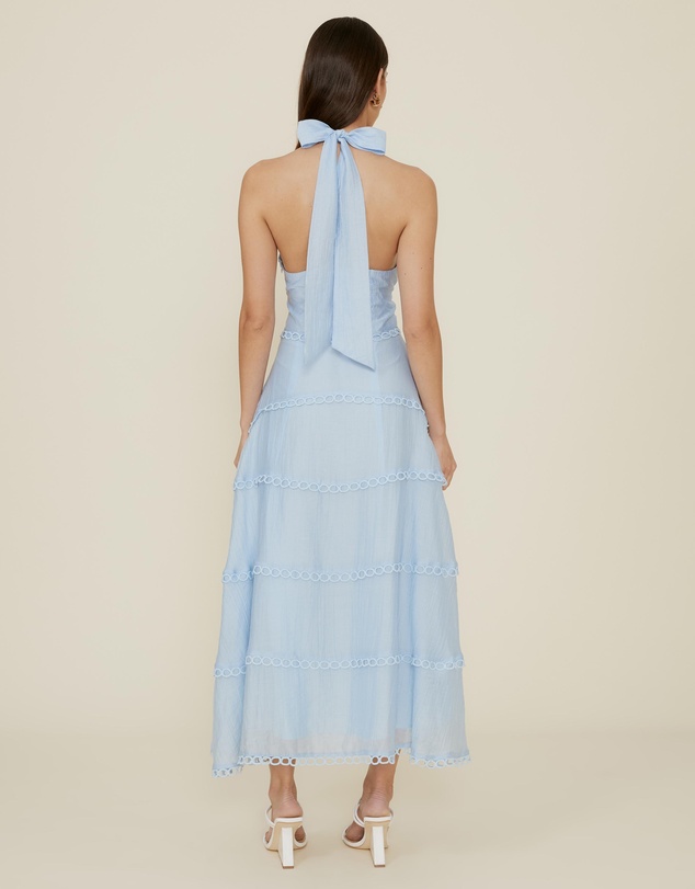 The Fated - Halter Bodice Tiered Midi Dress