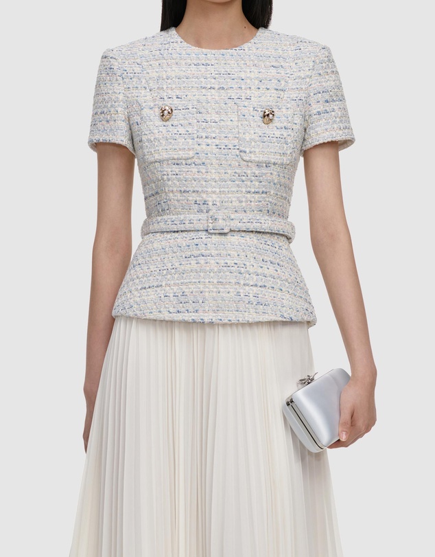 Self Portrait - Boucle Chiffon Midi Dress