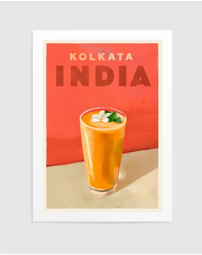 Olive et Oriel - Travel Poster Cocktail Kolkata India by The Whiskey Ginger Art Print
