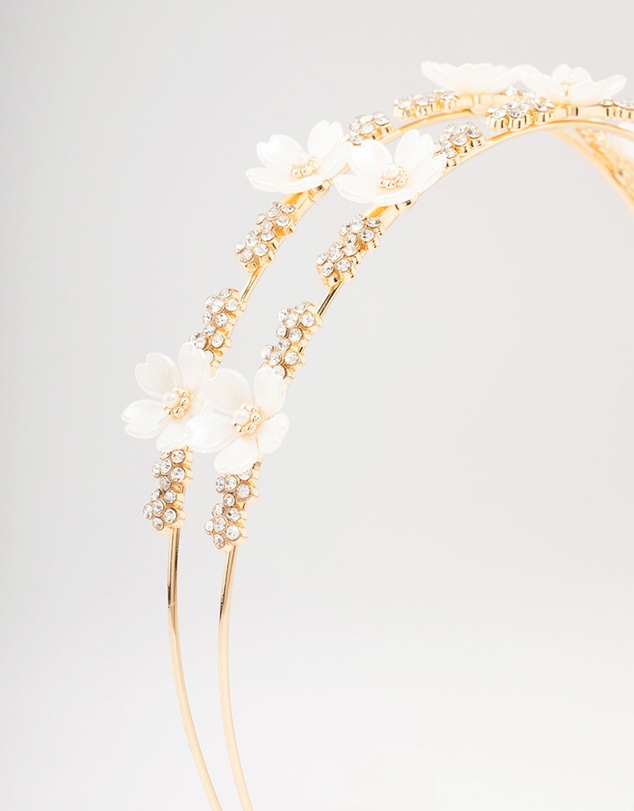Lovisa - Gold Mini Crystal Flower Beaded Headband