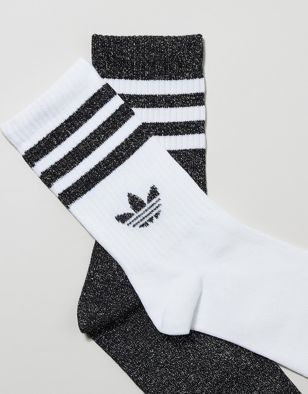 adidas Originals - 2-Pack 3-Stripes Glitter Crew Socks