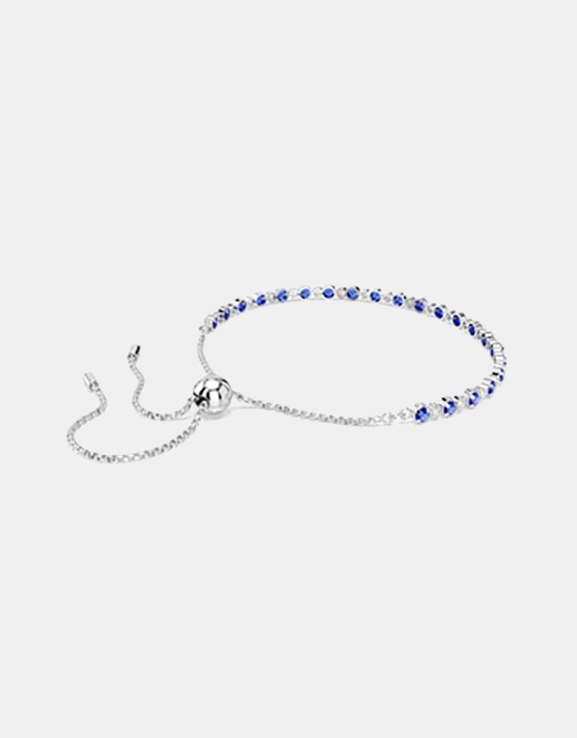Swarovski - Matrix Tennis Bracelet, Mixed Round Cuts, Blue, Rhodium Plated