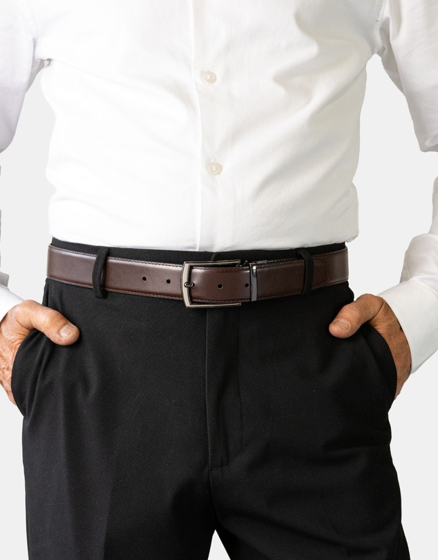Buckle - Alick. Australian Made Reversible Leather Belt. 35mm width.