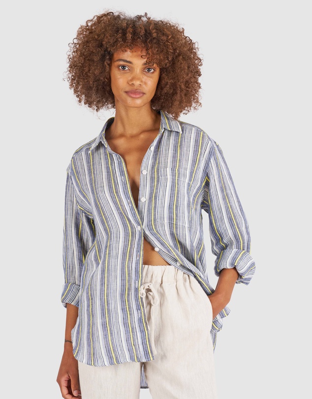 CAMIXA - Poppy Oversized Striped Linen Shirt