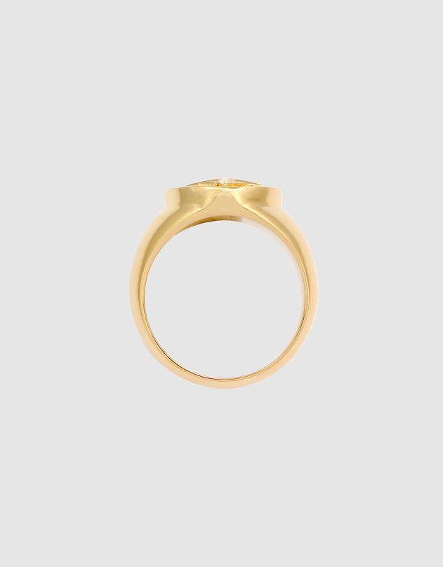 Kuzzoi - ICONIC EXCLUSIVE - Ring Signet Trend Compass Oxidised in 925 Sterling Silver gold plated