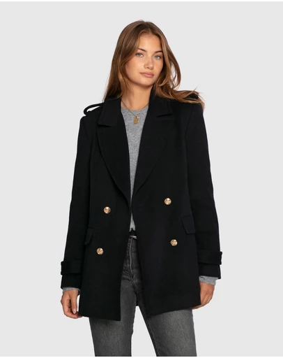 Belle & Bloom - Harbour Military Wool Blend Pea Coat