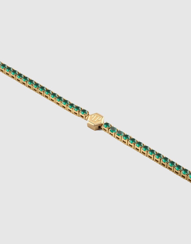 Philipp Plein - Plein Tennis Royal Gold-Tone Tennis Bracelet Green Crystal