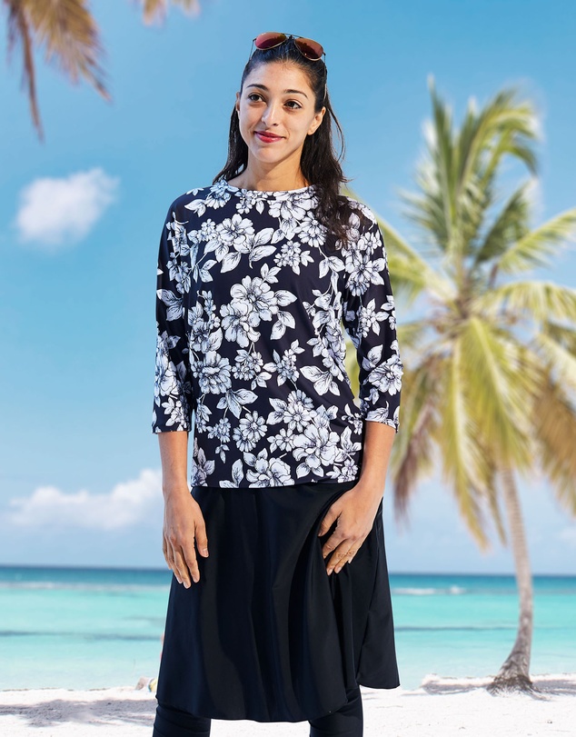 Modest Mermaid - Relaxed fit 3/4 classic top SPF50+