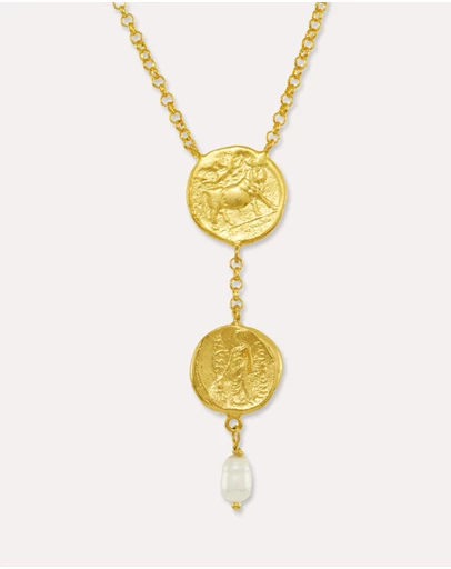 Ottoman Hands - Odella Gold and Pearl Pendant Necklace