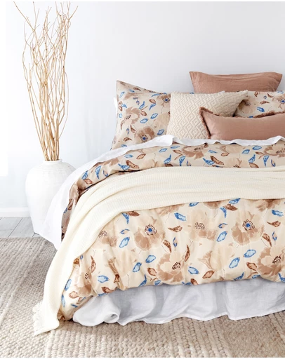 Bambury - Faith Floral Printed Cotton Quilt Cover Set - Reversible
