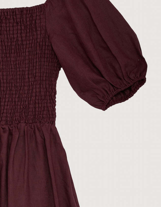 Revibe - Repaired AERE Olana Shirred Linen Midi Dress - AU 12