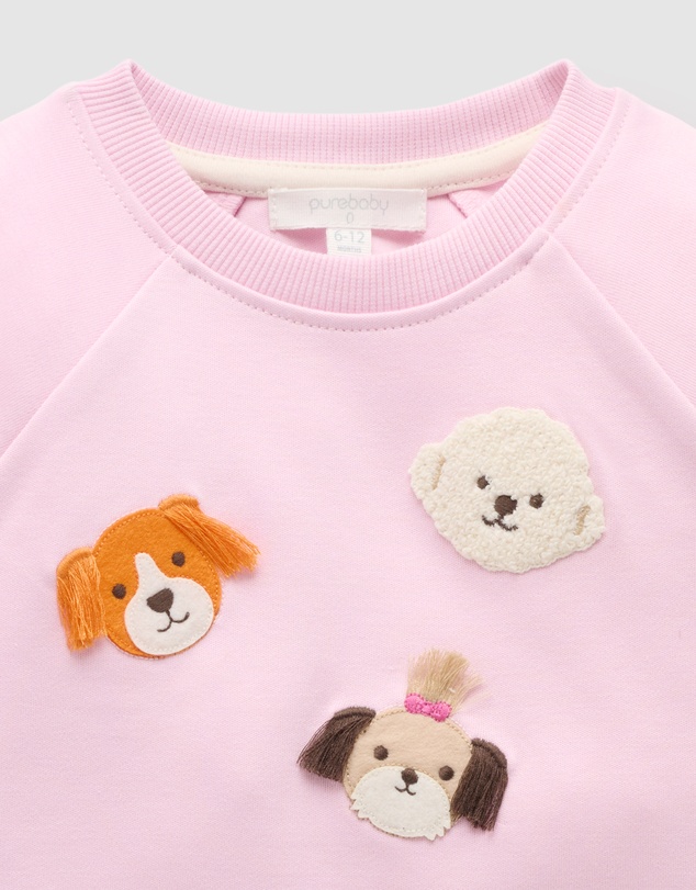 Purebaby - Sweet Pup Thick Long Sleeve Tee-Kids-Babies