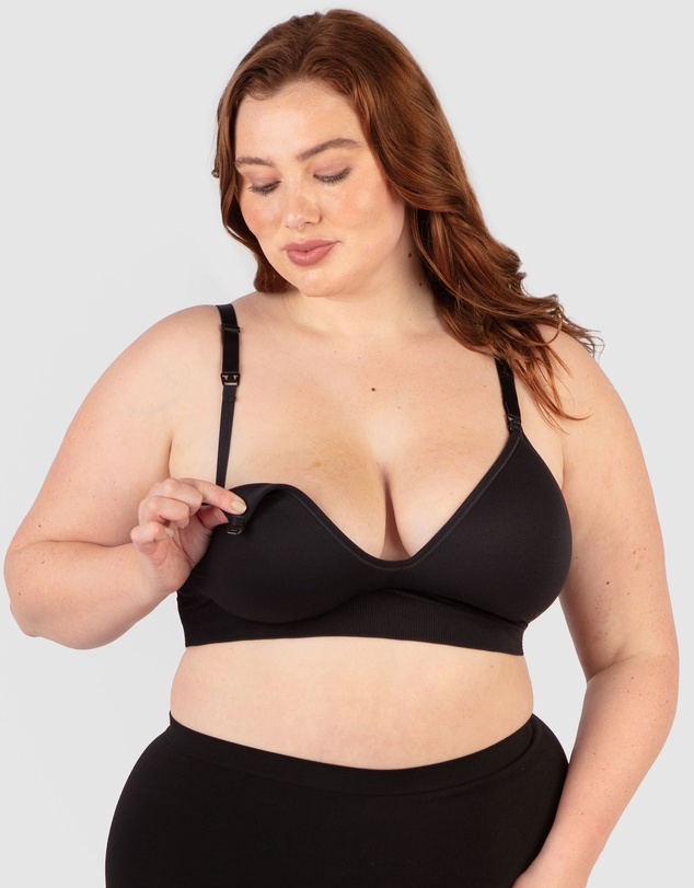 B Free Intimate Apparel - Plunge Nursing Comfort Bra – Wireless with Fixed Moulded Cups (B-C-D) Cup