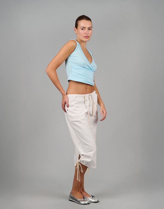 Love and Nostalgia - Big Bully Capri Drawstring Pant - White