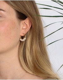 Elli Jewelry - Earrings Creoles Beads Classic with Freshwater Pearls in 925 Sterling Silver Gold Plated